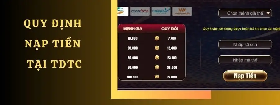 Nạp Tiền nhà cái TDTC Hướng dẫn chi tiết kinh nghiệm vàng